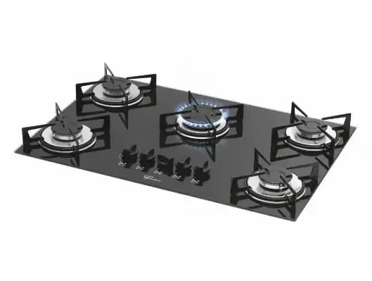 Fogão Cooktop Fischer 5Q Gás Mesa Vidro - Preto