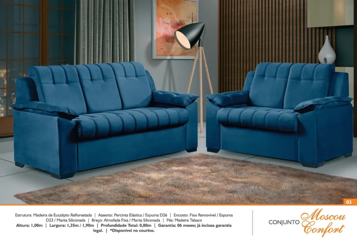 SOFA 3/2 CHENILE SANTA CLARA MOSCOU