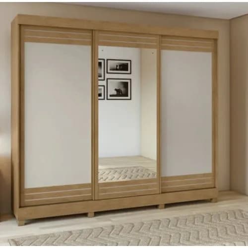 GUARDA-ROUPA 3 PORTAS LOPAS NICE C/ ESPELHO