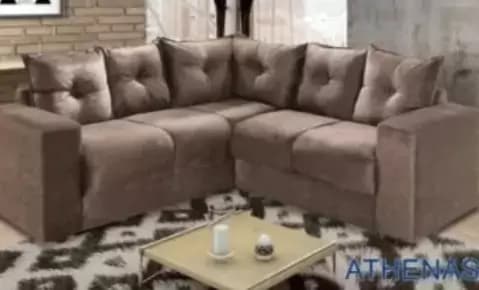 Sofá de Canto Athenas com Encosto Fixo e 6 Almofadas Soltas Family