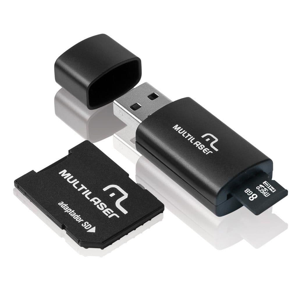 3x1: Pendrive + Adaptador SD + Cartao de Memória Classe 4 8GB – MC058