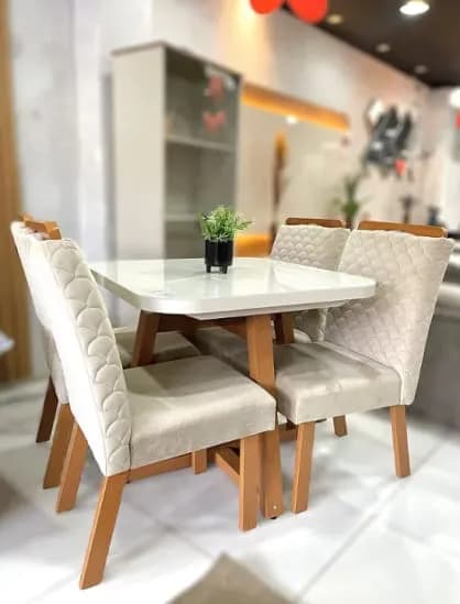 MESA 4 CADEIRAS BOM PASTOR LUCCA TAMPO DE VIDRO