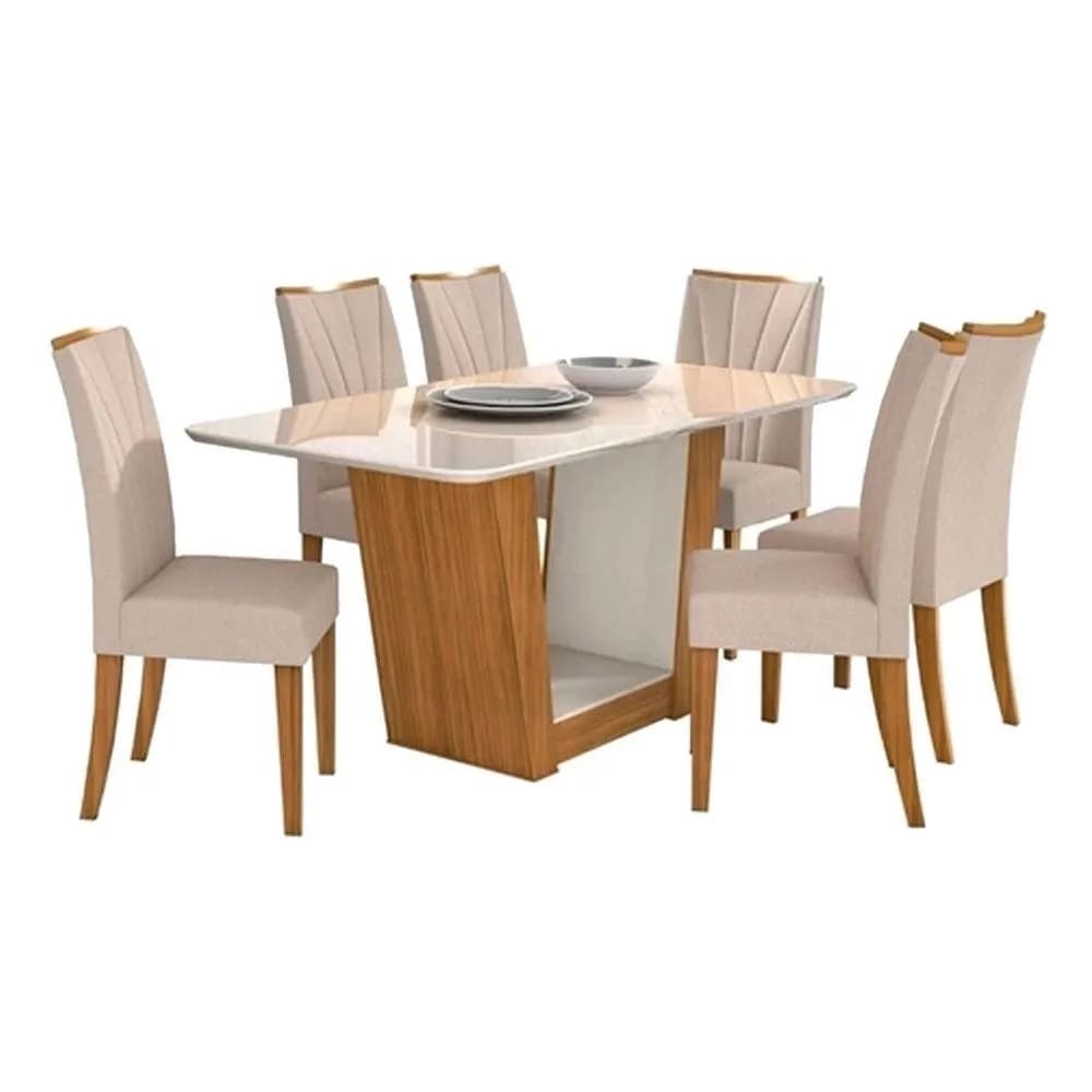 Conjunto Mesa de Jantar 6 Cadeiras Apogeu Móveis Lopas